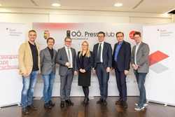 Podiumsteilnehmer der Pressekonferenz