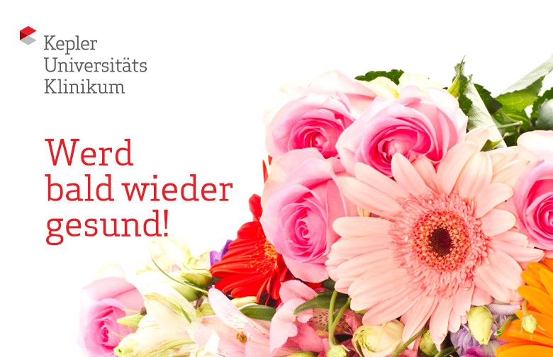Blumen mit Text "Werd bald wieder gesund"