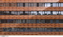 Fassade des Laborgebäudes am Lehr- und Forschungsgebäude der Med. Fakultät Linz