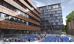 Campusplatz beim Lehr- und Forschungsgebäude der Med. Fakultät Linz