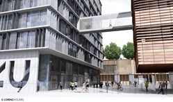 Zugangsbereich des Lehr- und Forschungsgebäudes der Med. Fakultät Linz