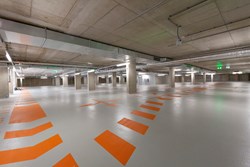 Parkflächen im zweiten Untergeschoß der Tiefgarage
